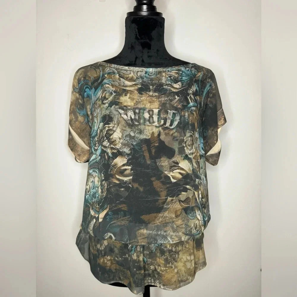 VTG Western Y2K JODY COWGIRL Flowy Top